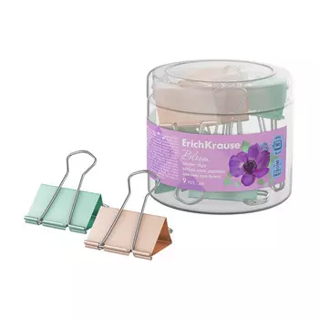 зажимы для бумаг ErichKrause Pastel Bloom 32мм в ассортименте