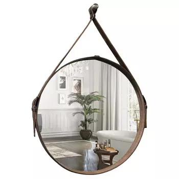 зеркало для ванной Капитан D51см кожаная оправа