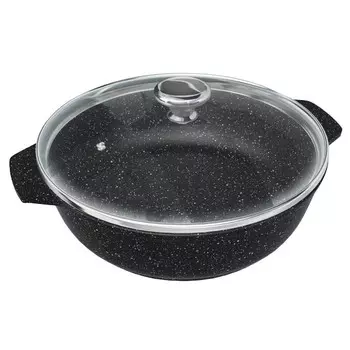 жаровня НМП Каменная черный гранит 26см 3л антипр.покр. литой алюм. стекл.крышка