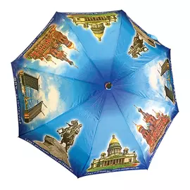 зонт женский полуавтомат СПб коллаж на синем 100см