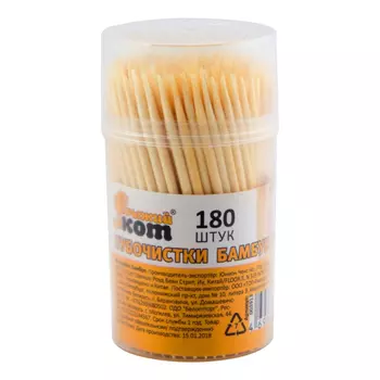 зубочистки РЫЖИЙ КОТ 180шт бамбук банка