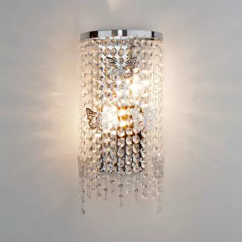 Бра с бабочками 10015 10015/2 хром/прозрачный хрусталь Strotskis Eurosvet