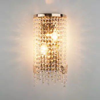 Бра с бабочками 10015 10015/2 золото/прозрачный хрусталь Strotskis Eurosvet