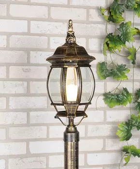 Консольный уличный светильник Elektrostandard Farola Плафон 1043 черное золото 100W, арт. A023668