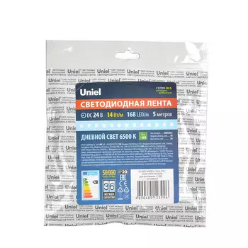 LED лента Uniel ULS-2835-168LED/m-10mm-IP20-DC24V-14W/m-5M-6500K катуш