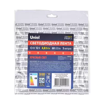 LED лента Uniel ULS-M11-2835-60LED/m-8mm-IP20-DC12V-4,8W/m-5M-RED PROF