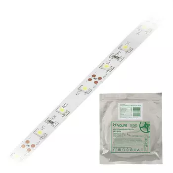 LED лента Volpe Uls-q320 ULS-Q320 2835-60LED/m-8mm-IP20-DC12V-4,8W/m-5