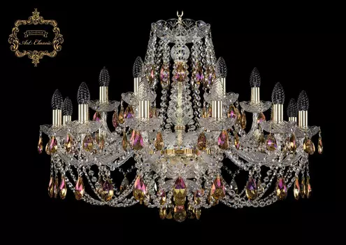 Подвесная хрустальная люстра 11.21 Art Classic 11.21.12+6.300.Gd.K777