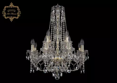 Подвесная хрустальная люстра 11.21 Art Classic 11.21.8+4.200.h-70.Gd.S