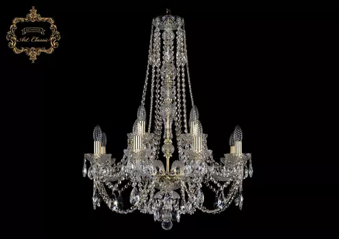 Подвесная хрустальная люстра 11.21 Art Classic 11.21.8+4.220.h-80.Gd.S