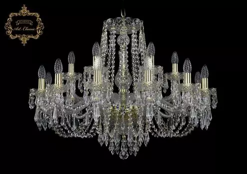 Подвесная хрустальная люстра 11.23 Art Classic 11.23.12+6.300.Gd.Dr