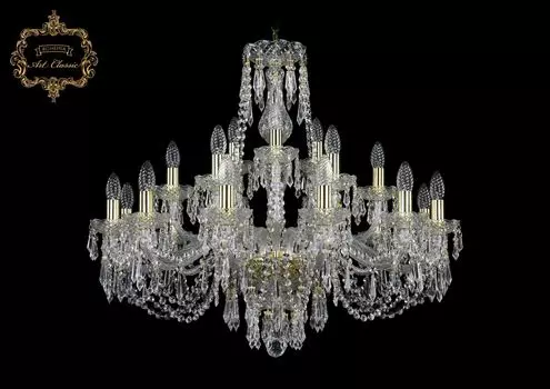 Подвесная хрустальная люстра 11.23 Art Classic 11.23.12+6+3.300.Gd.Dr
