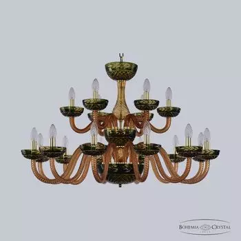 Люстра многоярусная 1308 1308/12+6/360/2d G Am/Amber-Green/H-1J Bohemi