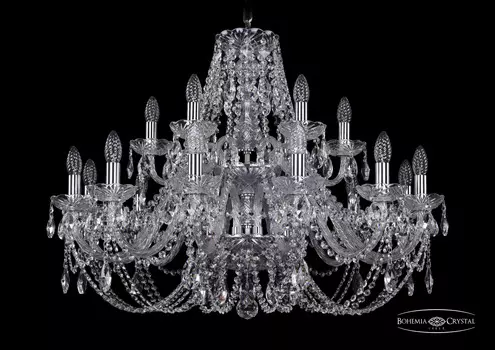 Подвесная хрустальная люстра 1406 Bohemia 1406/12+6/300/2d Ni