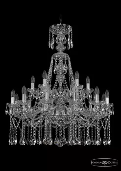 Подвесная хрустальная люстра 1413 Bohemia 1413/12+6/300/XL-96/2d Ni