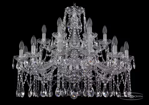 Подвесная хрустальная люстра 1413 Bohemia 1413/12+6/300/2d Ni