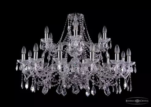 Подвесная хрустальная люстра 1413 Bohemia 1413/12+6/360/2d Ni Leafs
