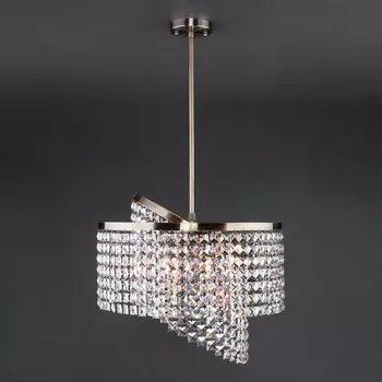 Люстра на штанге Eurosvet Leoni 10090/5 античная бронза/прозрачный хрусталь Strotski