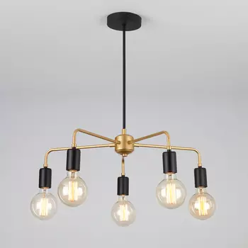 Люстра на штанге Eurosvet Mikko 70053/5 черный/золото