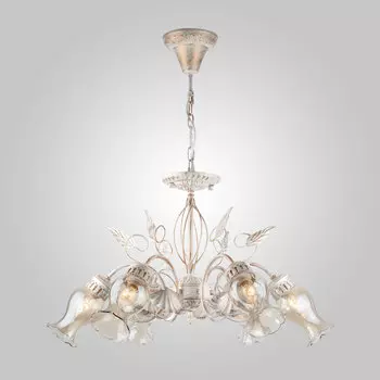 Люстра подвесная с цветочками Афелия 60021/6 белый с золотом Eurosvet