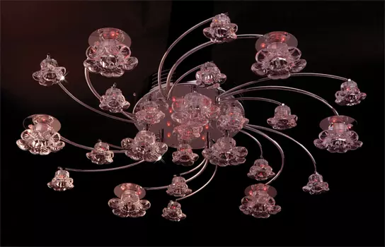 Люстра потолочная с цветочками 4821 4821/9 хром/синий+красный+фиолетовый Eurosvet