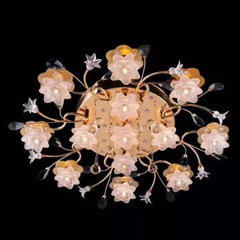 Люстра потолочная с цветочками 4853 4853/13 золото/синий+красный+фиолетовый Eurosvet