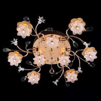 Люстра потолочная с цветочками 4853 4853/9 золото/синий+красный+фиолетовый Eurosvet