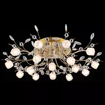 Люстра потолочная с цветочками 5117 5117/16 золото/белый Eurosvet
