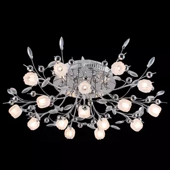 Люстра потолочная с цветочками 5117 5117/16 хром/белый Eurosvet