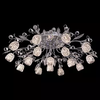 Люстра потолочная с цветочками 5120 5120/16 хром/синий+красный+фиолетовый Eurosvet