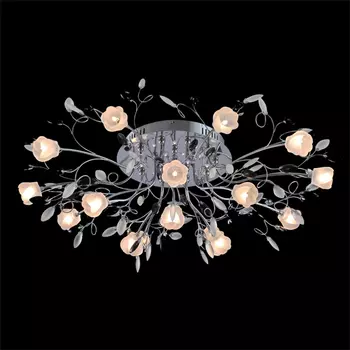 Люстра потолочная с цветочками 5122 5122/16 хром/белый Eurosvet