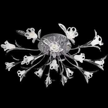 Люстра потолочная с цветочками 5126 5126/16 хром/синий+красный+фиолетовый Eurosvet