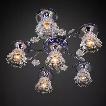 Люстра потолочная с цветочками 7445 1-7445-6-CR-LED Y E14 Максисвет