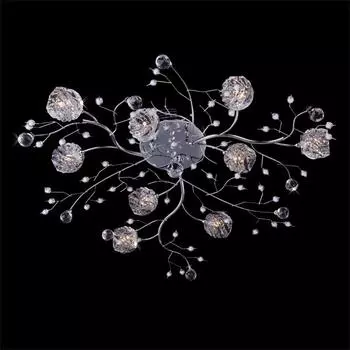 Люстра потолочная с цветочками 85030 85030/9 хром/синий+красный+фиолетовый Eurosvet