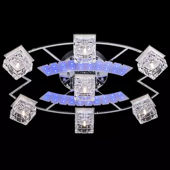 Люстра с пультом Eurosvet 4969 4969/7 хром/белый-синий+красный+фиолетовый