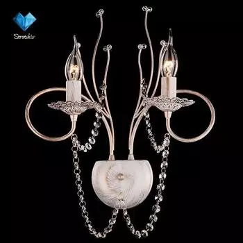 Настенное бра Eurosvet 10002 10002/2 белый с золотом/прозрачный хрусталь Strotski