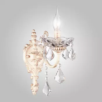 Настенное бра Eurosvet 10005/1 белый с золотом/прозрачный хрусталь Strotski