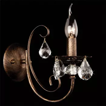 Настенное бра Eurosvet 3305 3305/1 черный с золотом/прозрачный хрусталь Strotski