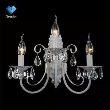 Настенное бра Eurosvet 3305 3305/3 белый с золотом/прозрачный хрусталь Strotski