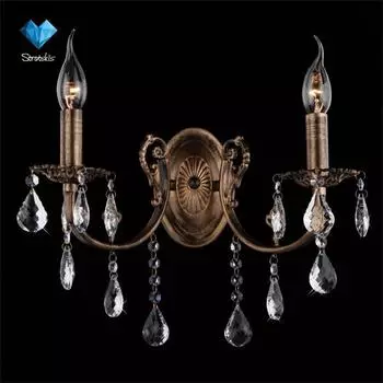 Настенное бра Eurosvet 3639 3639/2 черный с золотом/прозрачный хрусталь Strotski