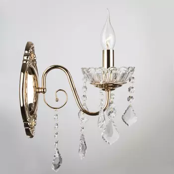 Настенное бра Eurosvet 3906 3906/1 золото/прозрачный хрусталь Strotski