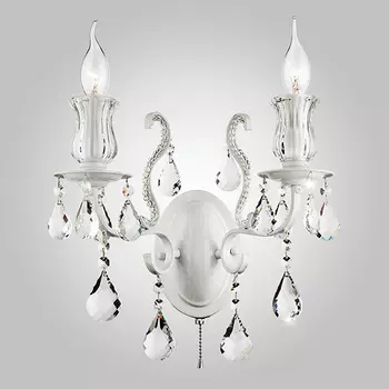 Настенное бра Eurosvet Blossom 10077/2 глянцевый белый/прозрачный хрусталь Strotski