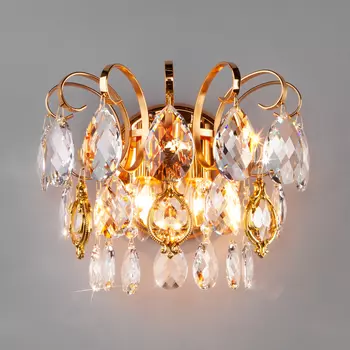 Настенное бра Eurosvet Crystal 10081/2 золото/прозрачный хрусталь Stro