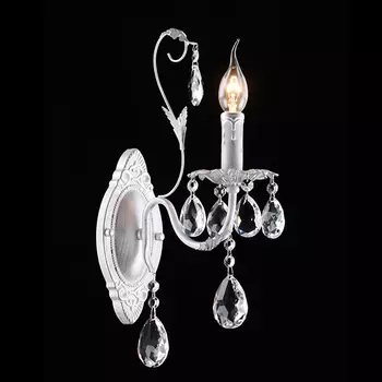 Настенное бра Eurosvet Кристиана 10050/1 белый с серебром/прозрачный хрусталь Strotski