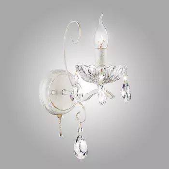 Настенное бра Eurosvet Нежность 10061/1 белый с золотом/прозрачный хрусталь Strotski