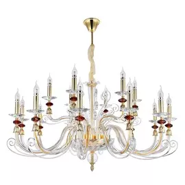 Подвесная люстра Crystal Lux CATARINA SP12+6 GOLD/TRANSPARENT-COGNAC