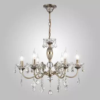 Подвесная люстра Eurosvet 10005/6 античная бронза/прозрачный хрусталь Strotski
