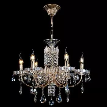 Подвесная люстра Eurosvet 10014 10014/6 золото/прозрачный хрусталь Strotski