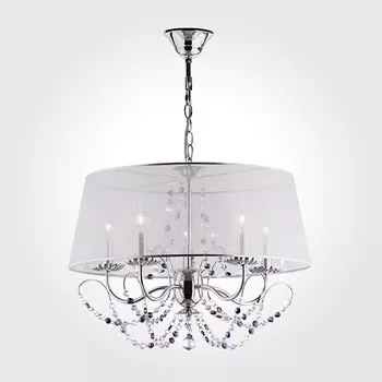 Подвесная люстра Eurosvet 10069 10068/5 хром/прозрачный хрусталь Strotski