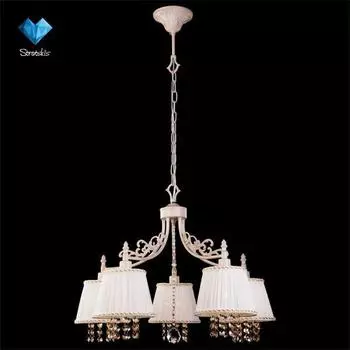 Подвесная люстра Eurosvet 22803 22803/5 белый с золотом/прозрачный хрусталь Strotski